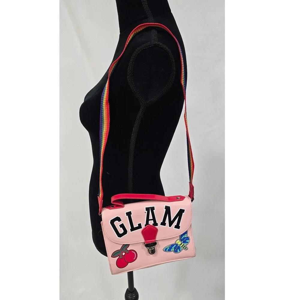 FAO Schwarz girls glam purse butterfly pink rainbow strap